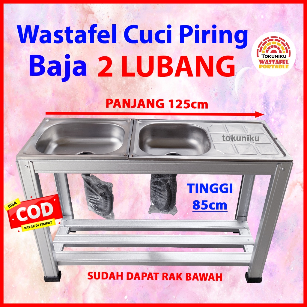 Wastafel Cuci Piring 2 lubang Portable Bak Cuci Piring 2 lubang Sink