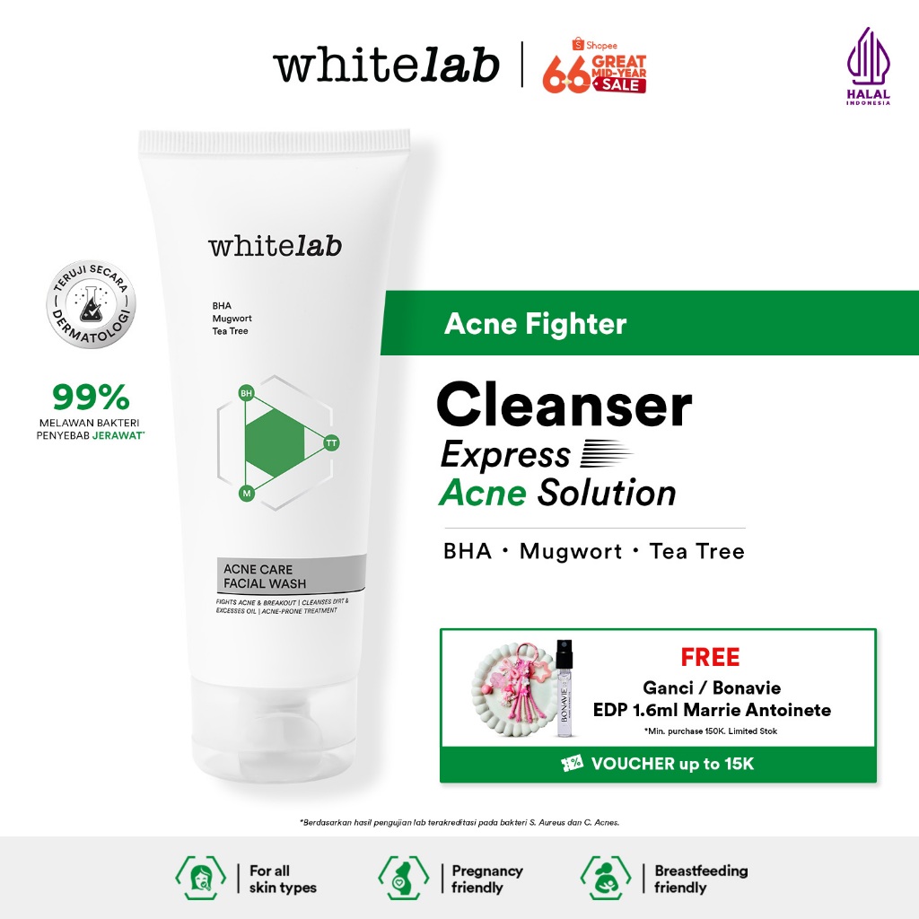 Whitelab Acne Care Facial Wash - Sabun Cuci Muka Untuk Kulit Jerawat Kontrol Minyak Berlebih Anti Ba