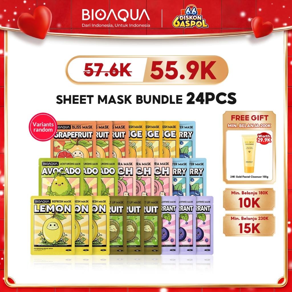 BIOAQUA Sheet Mask Paket Brightening Moisturizing Skin Care Hydrating Essence Face Mask Anti aging M