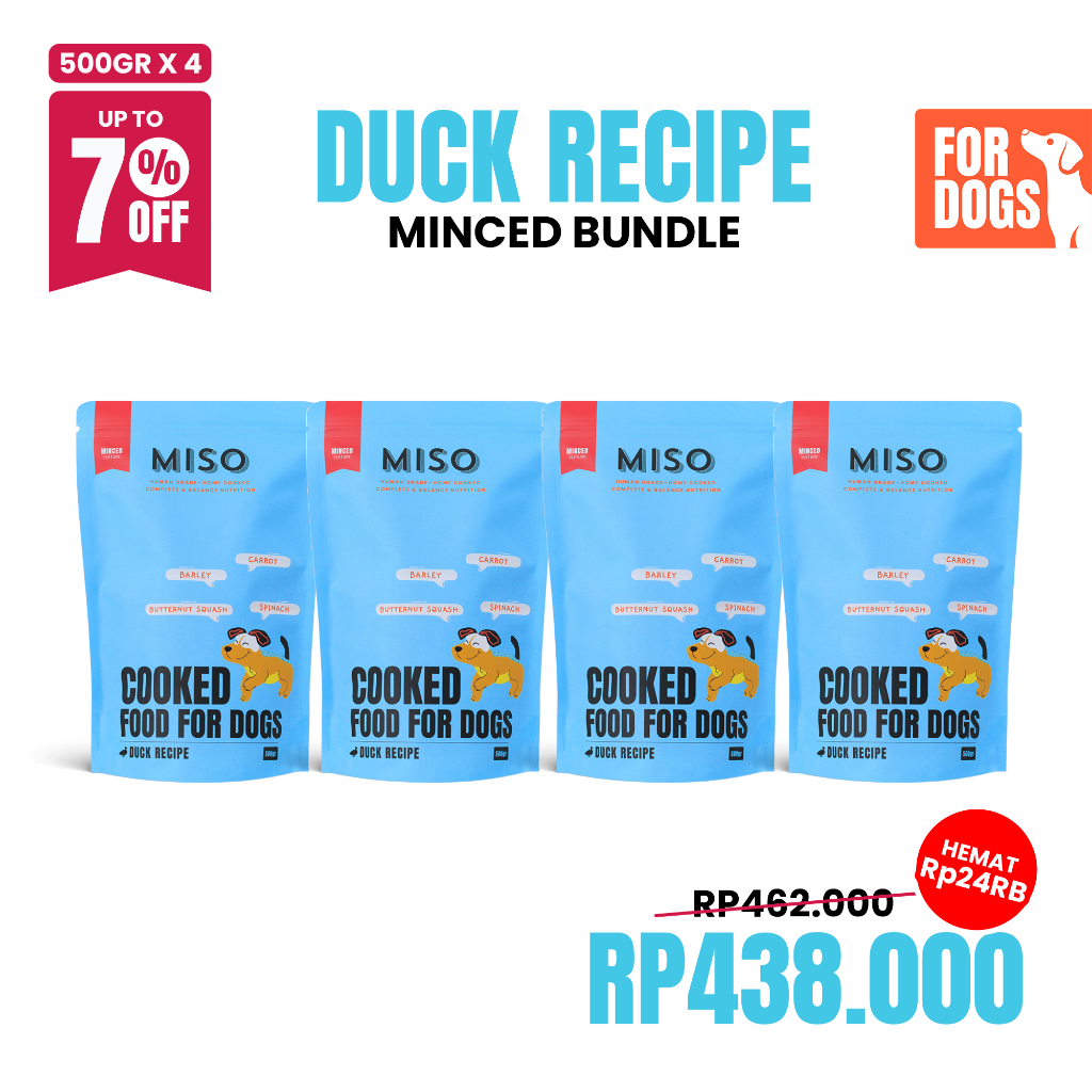 MISO Cooked Dog Food - Duck Recipe 2 kg Bundling 4 Packs | Makanan Basah Wet Anjing Dewasa Bebek