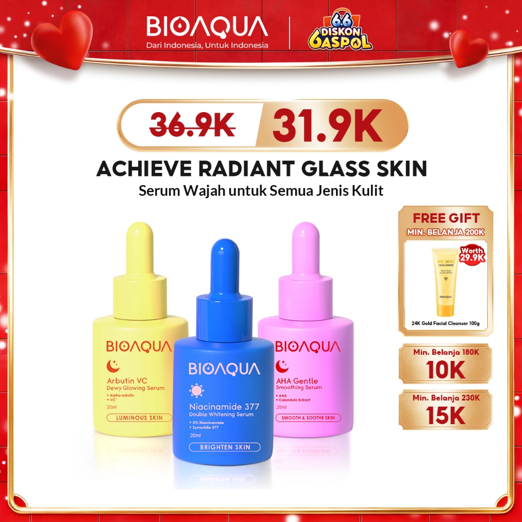 [NEW LAUNCH]-BIOAQUA Serum Wajah Niacinamide dan Symwhite 377 Serum Whitening / Serum Acne AHA Gentl