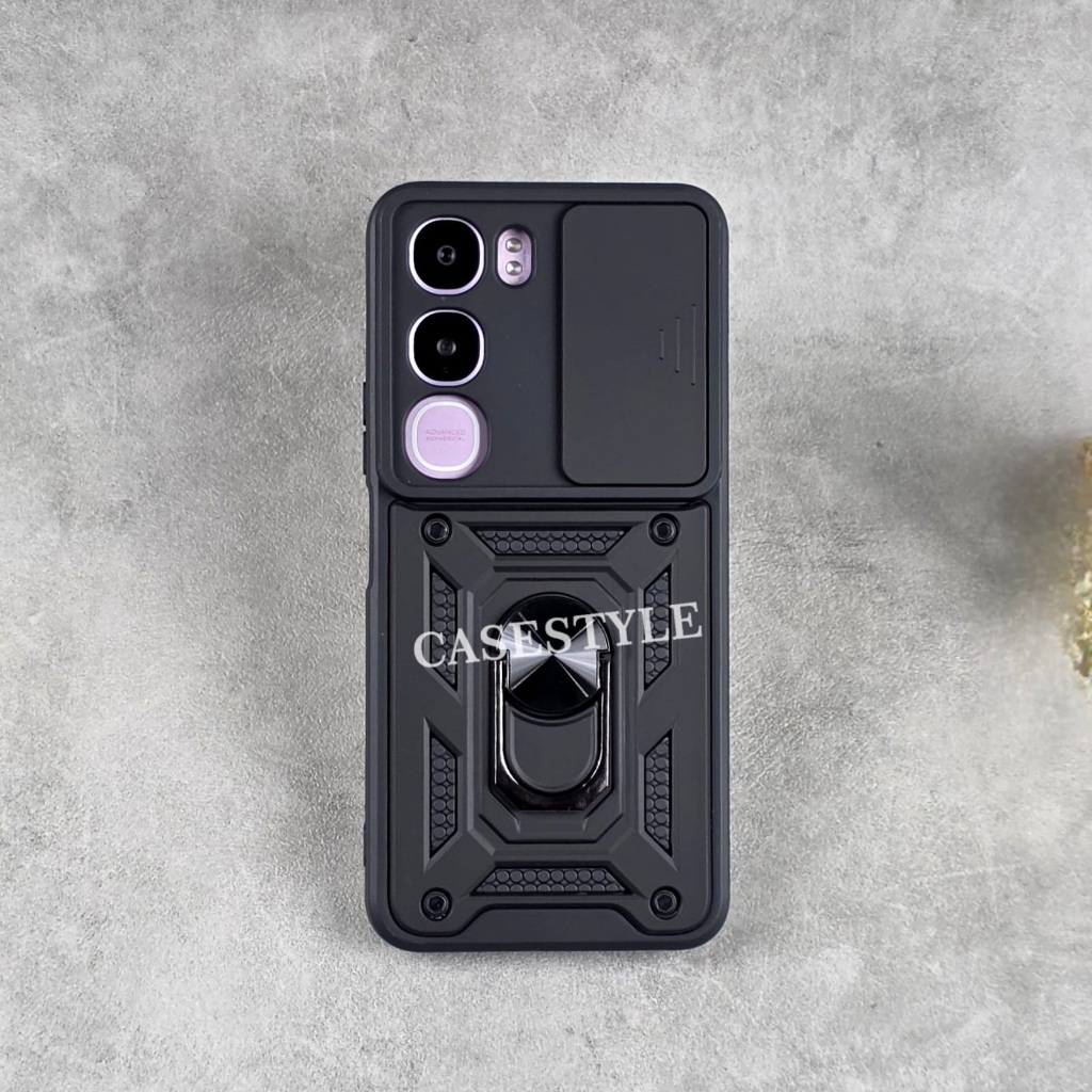 Case Transformer Slide Infinix Smart 20 4G Case Transformer Slide Ring Case Robot Black Kamera Prote