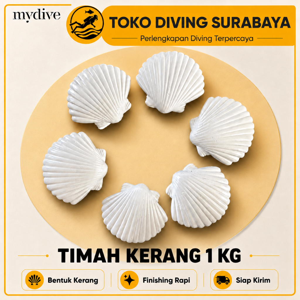 Timah Pemberat Diving KERANG MYDIVE 1kg (1000 Gram) / Timah Pemberat Scuba Diving / Pemberat Freediv