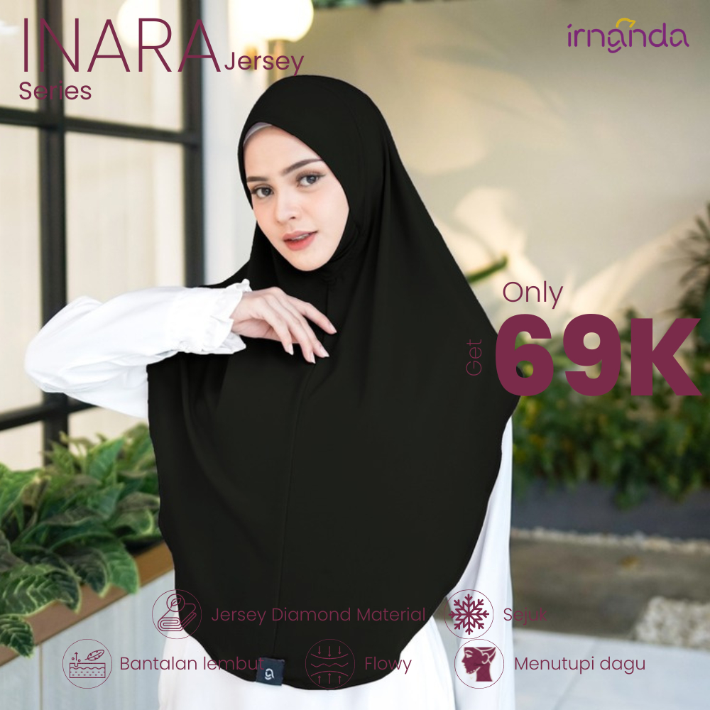 Irnanda Hijab - Bergo Instant Terbaru | Jersey Diamond | INARA Series | Hitam