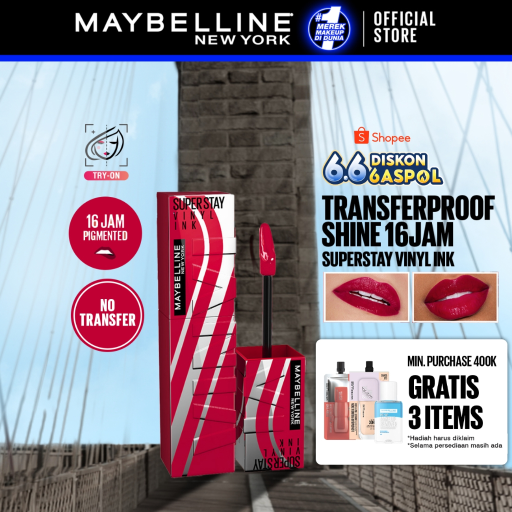 [NEW LIMITED 5 RACING SHADES] MAYBELLINE OFFICIAL Superstay Vinyl Ink 4.2 ml - Shiny Pigmented Liqui