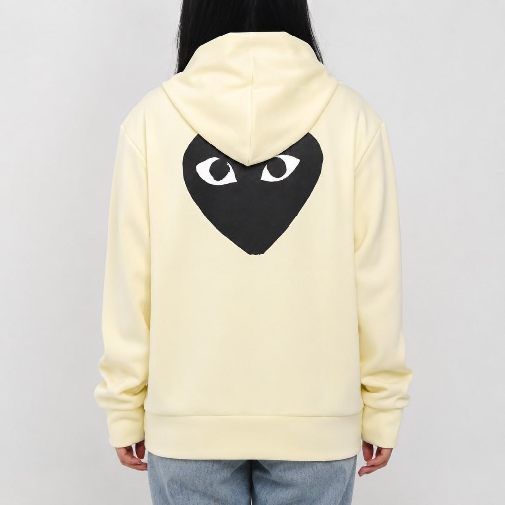 Jaket CDG PLAY BLACK HEART CREAM ZIP HOODIE 100% ORIGINAL