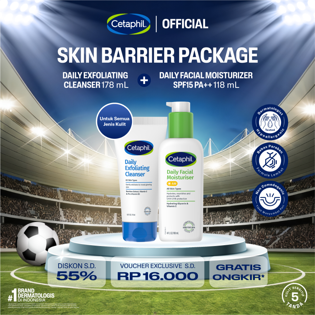 Cetaphil Daily Exfoliating Cleanser 178ml + Daily Facial Moisturizer SPF 15/PA ++ 118ml