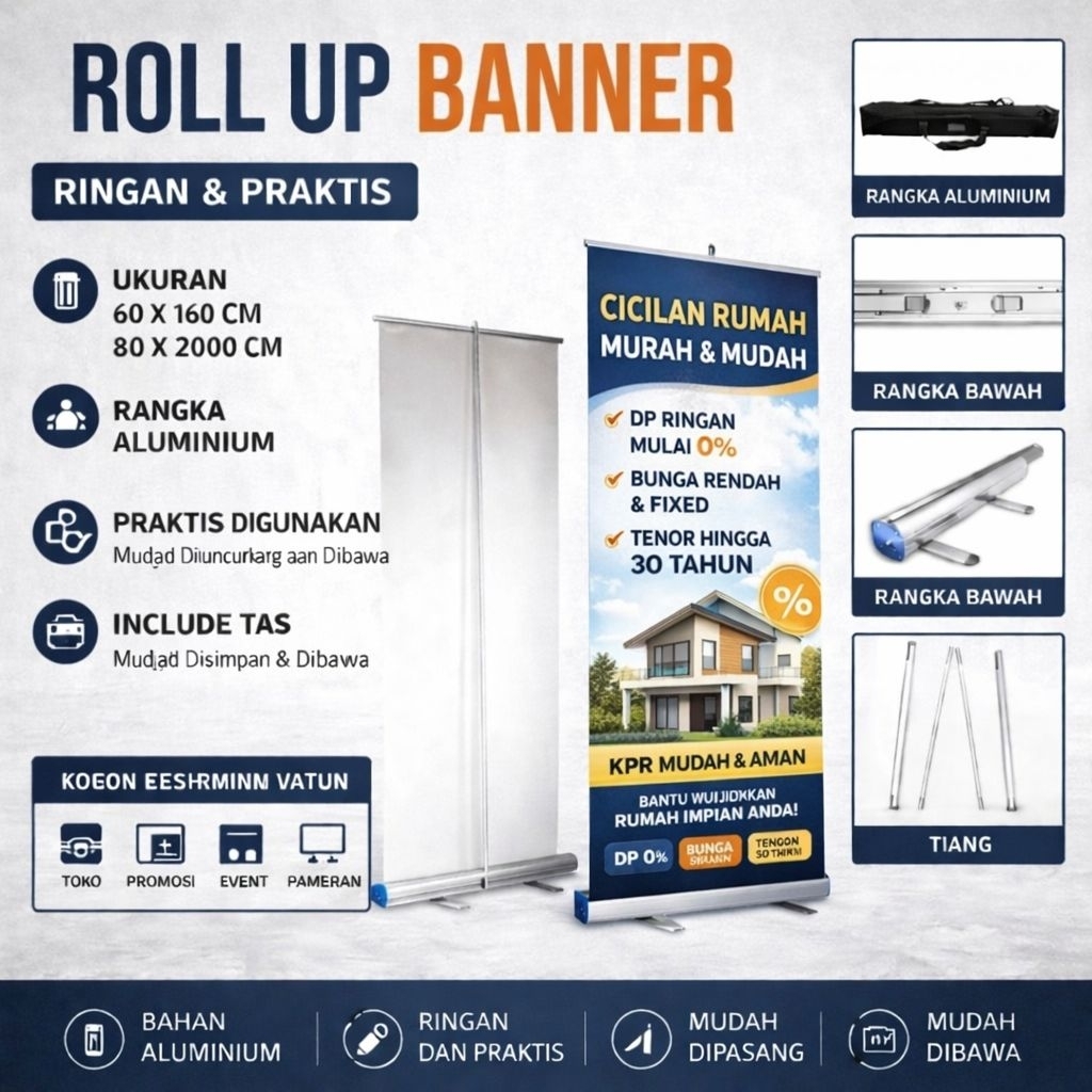 [ready stock]  Roll Up Banner Alumunium/Rangka Banner Berdiri Premium/Banner Jualan/Rangka Banner Pa