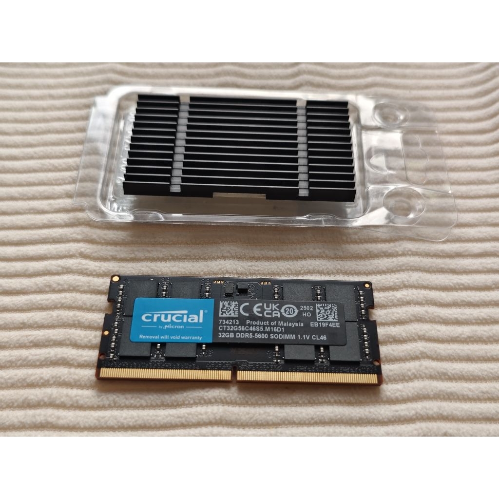 RAM DDR5 32GB 5600mhz Merk Crucial + Heatsink Sodimm Untuk Laptop / Mini PC