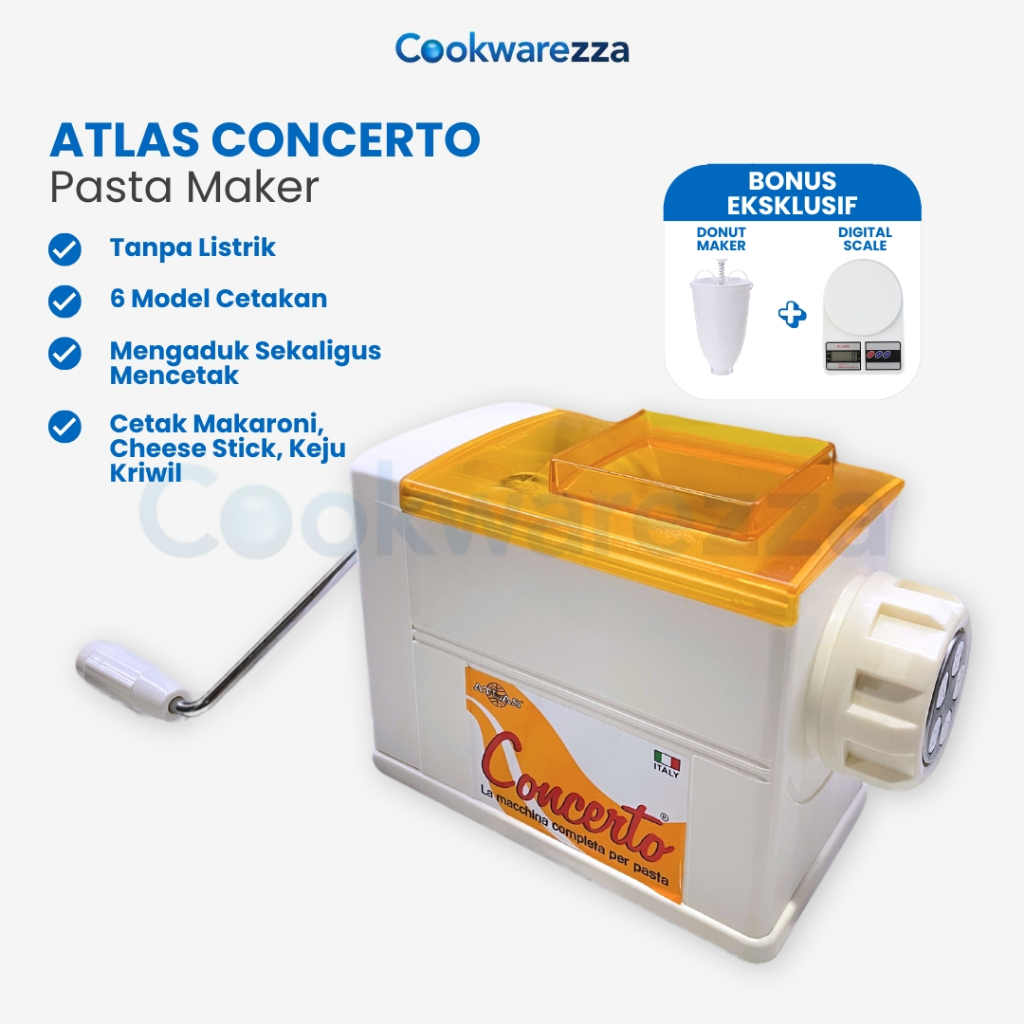 Atlas Concerto Pasta Maker Alat Cetak Makaroni Cheese Stick Pengaduk Adonan Manual