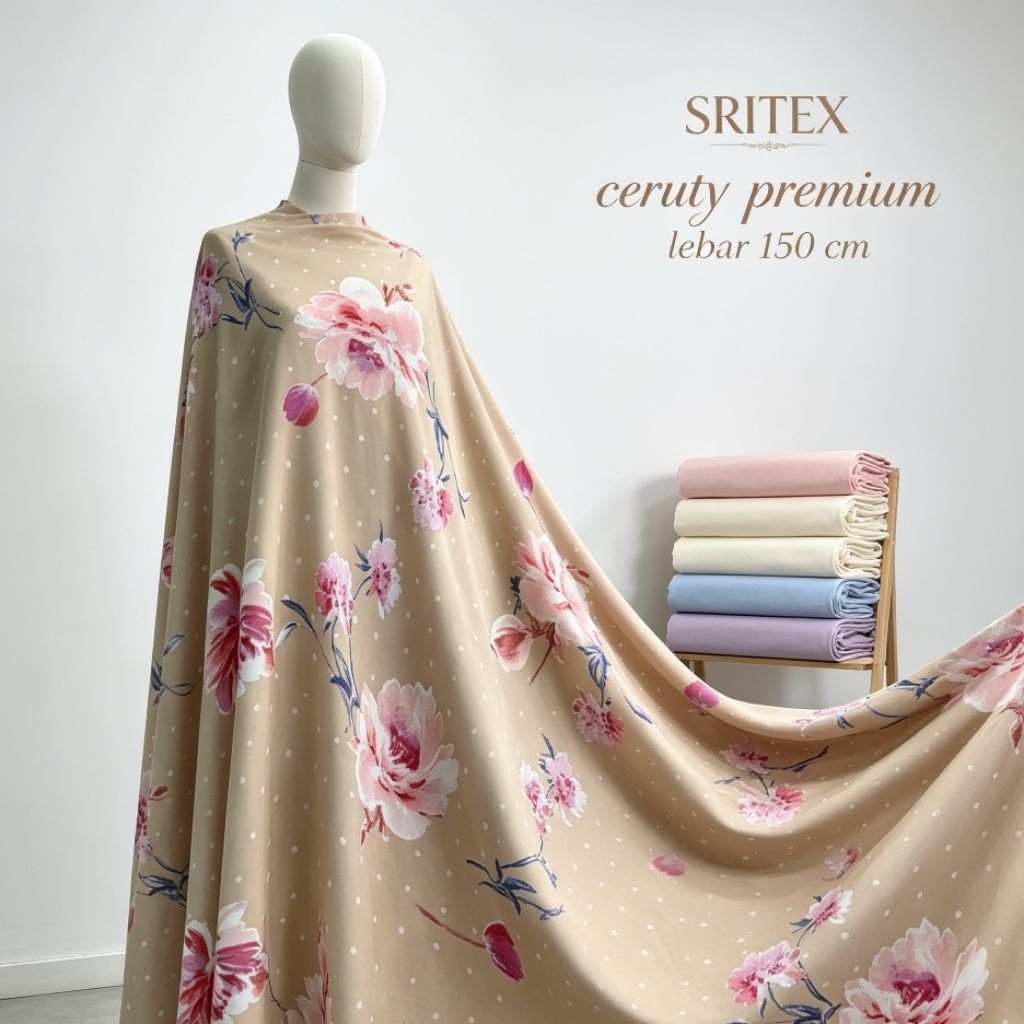 kain ceruty motif bunga premium - kain ceruty motif - kain ceruty premium - kain ceruty