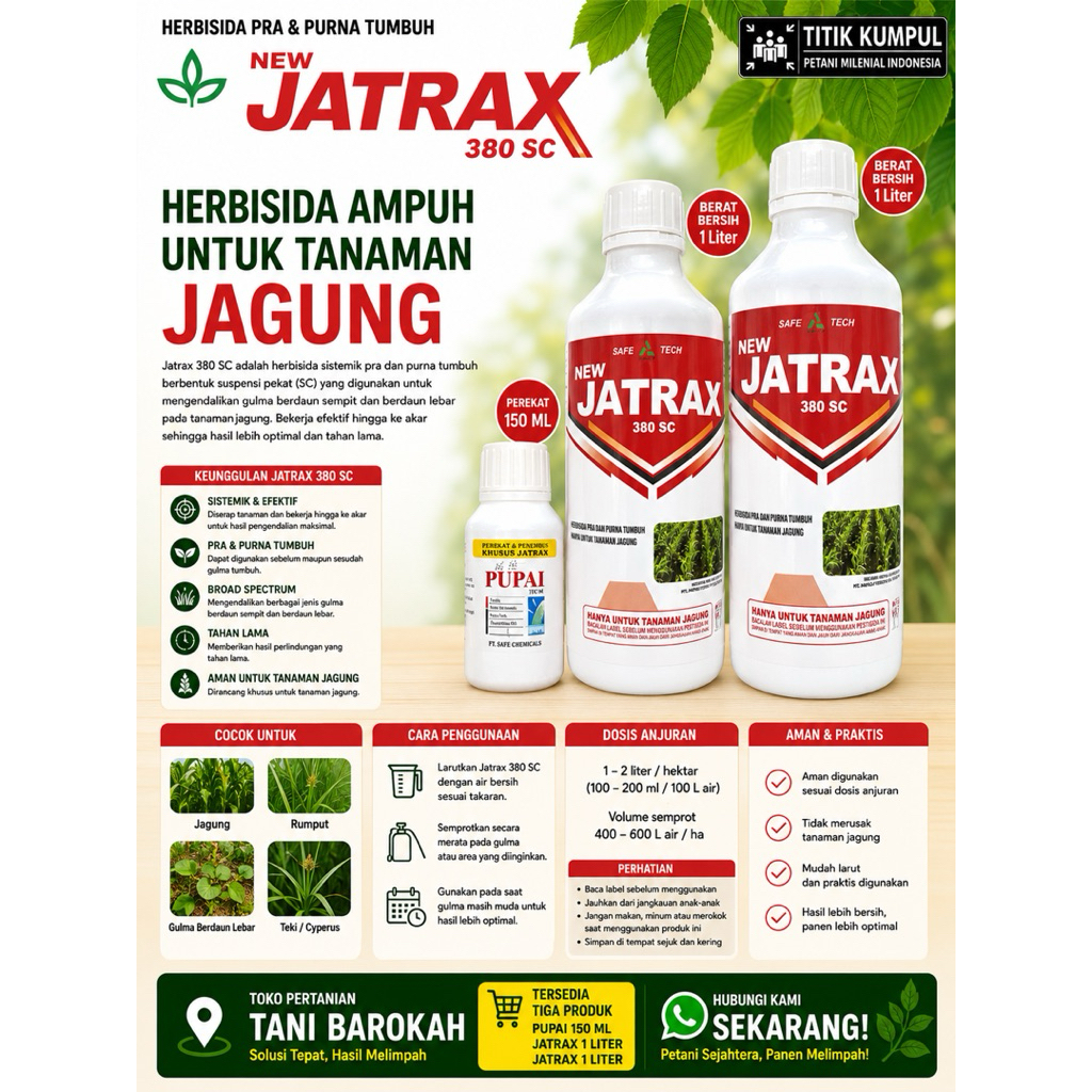 Herbesida JATRAX 380SC, 1 Lt / Herbisida tanaman jagung