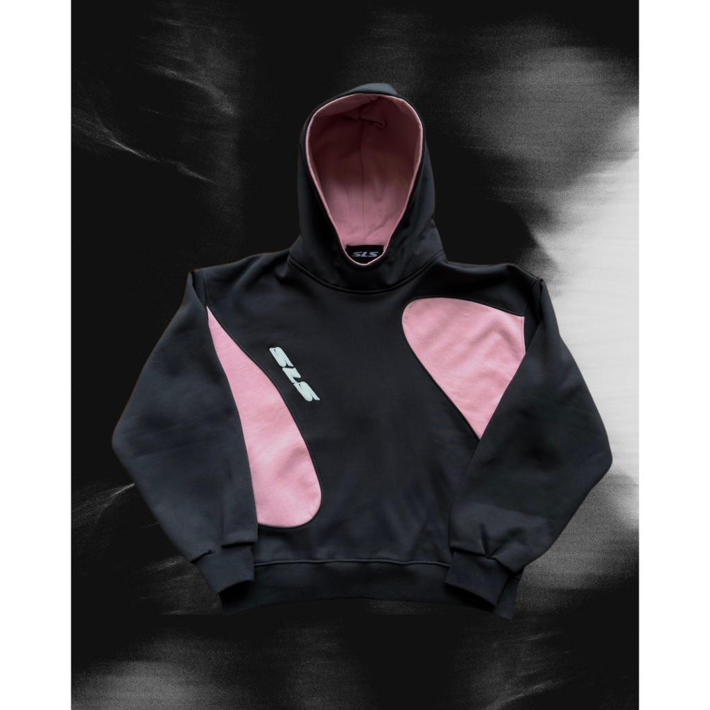 SHE LOVES SPRING "SONATA" CHARCOAL AND PINK BOXY HOODIE