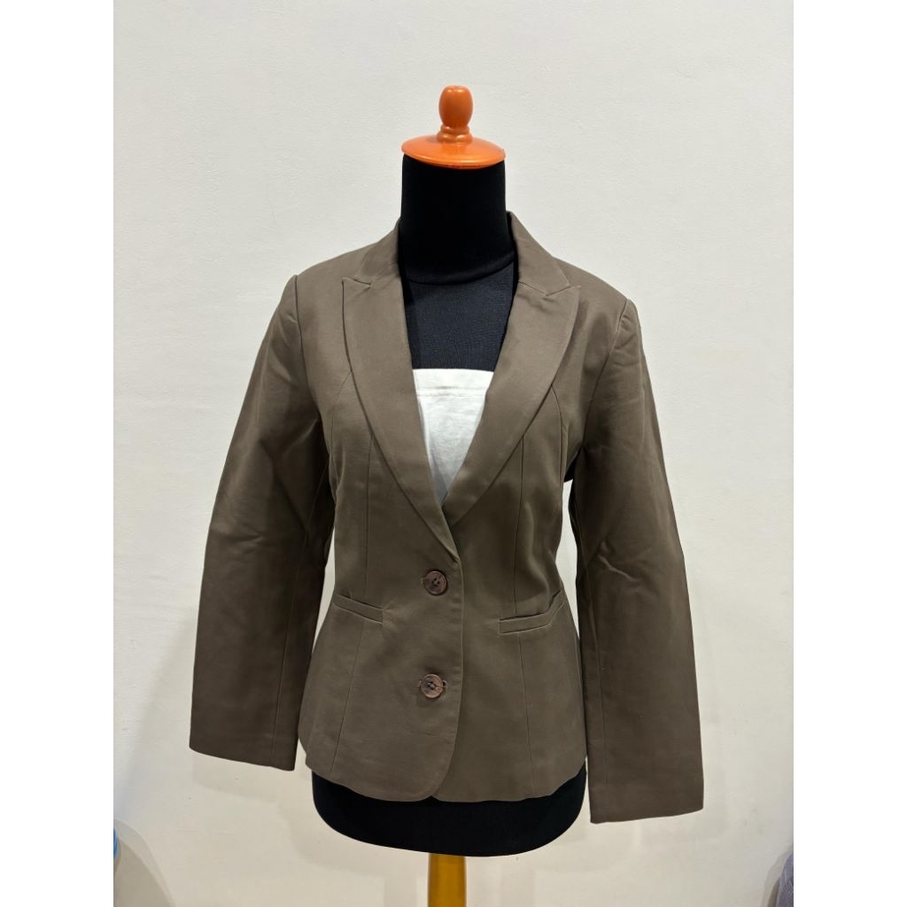 blazer jas formal coklat muda wanita cewek