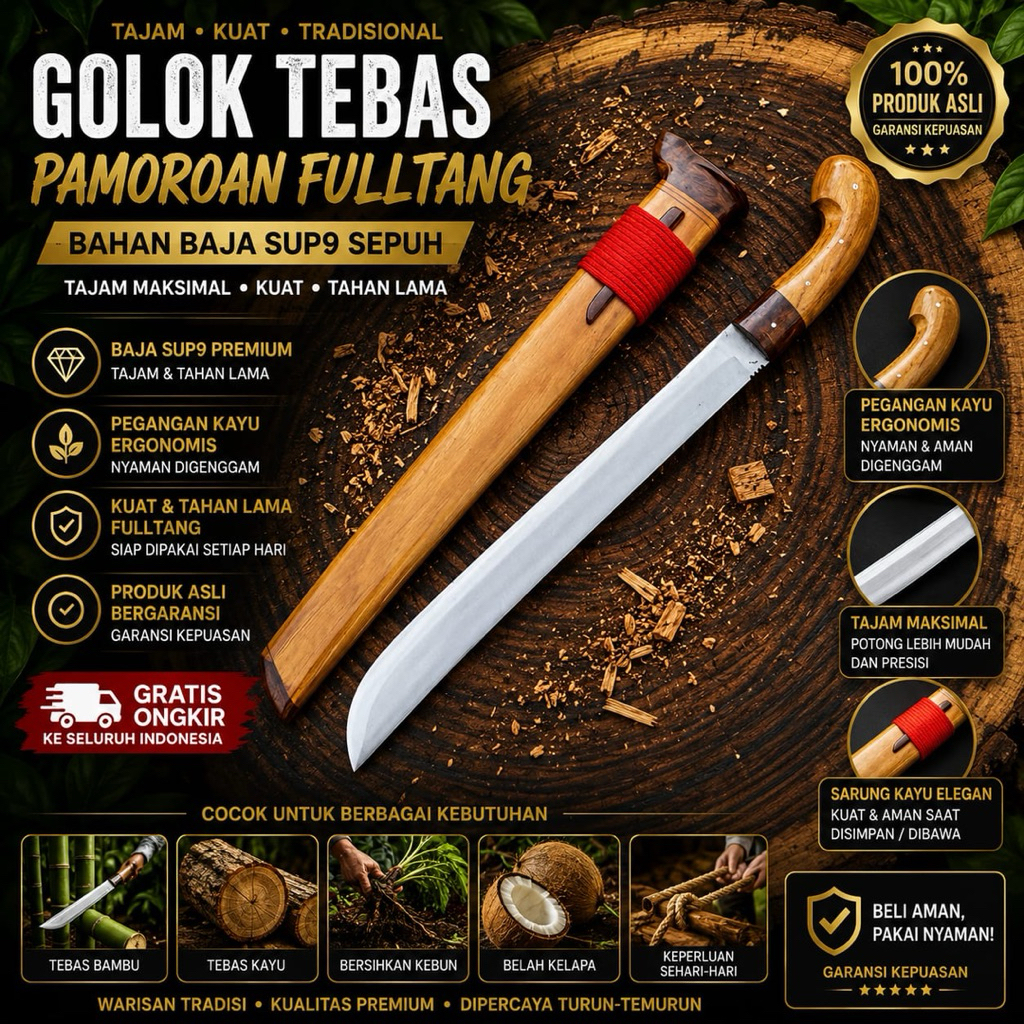 GoIok Tebas Pamoroan Fulltang Baja Sup9 Sepuh