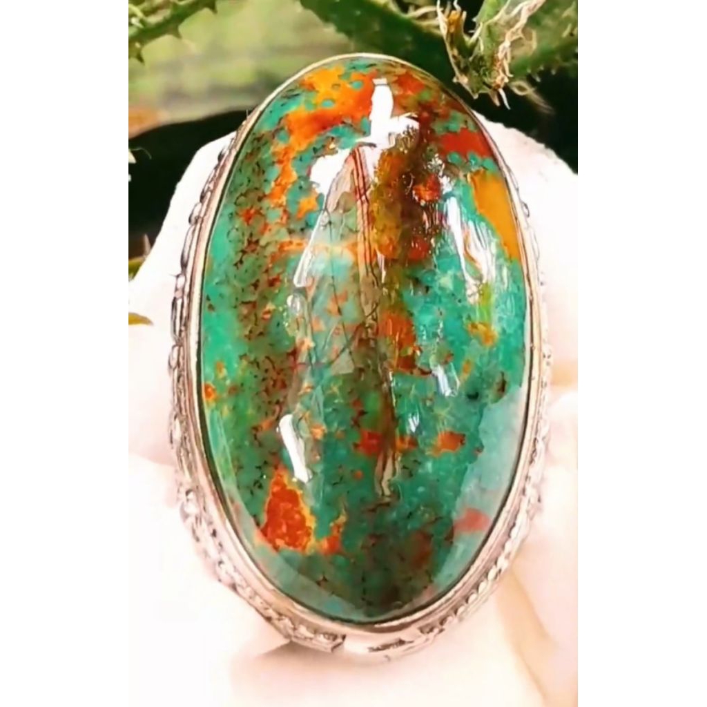 Pirus Persia Neyshabur Hijau multicolour urat emas size super jumbo 35mm kode pirus babon