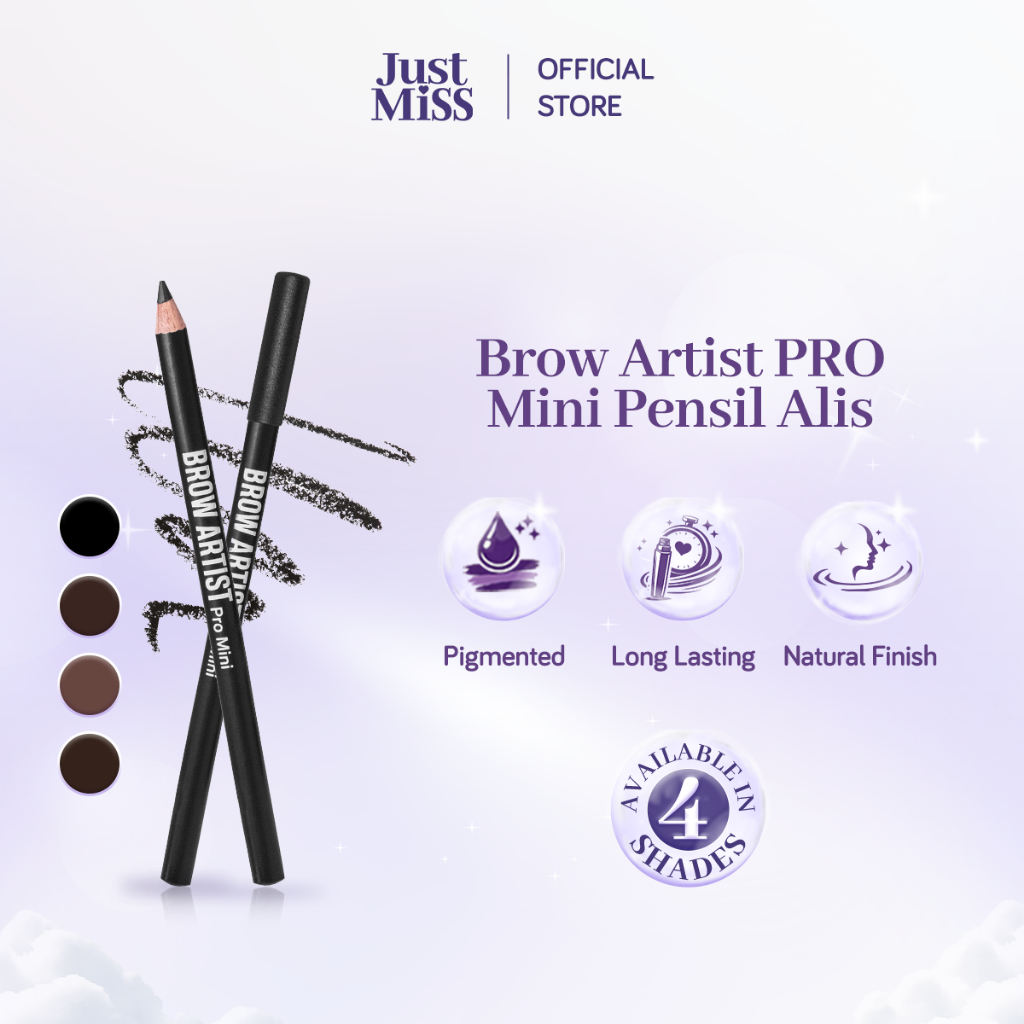 JUST MISS Brow Artist PRO Mini 1.3g - Pensil Alis, Eyebrow Pencil Pigmented, Kosmetik Perona Alis, O