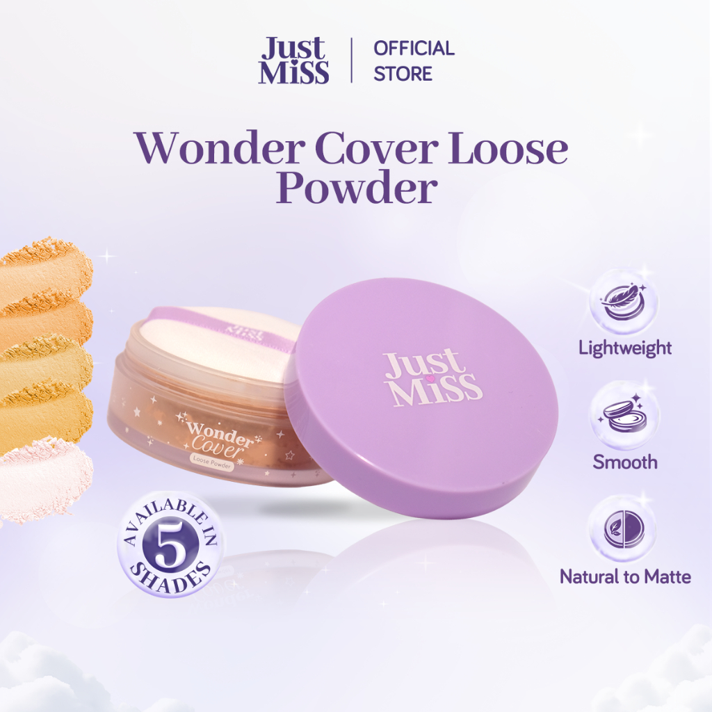 JUST MISS Wonder Cover Loose Powder 8g - Base Makeup, Bedak Tabur, Oil Control, Tahan Lama, Long Las