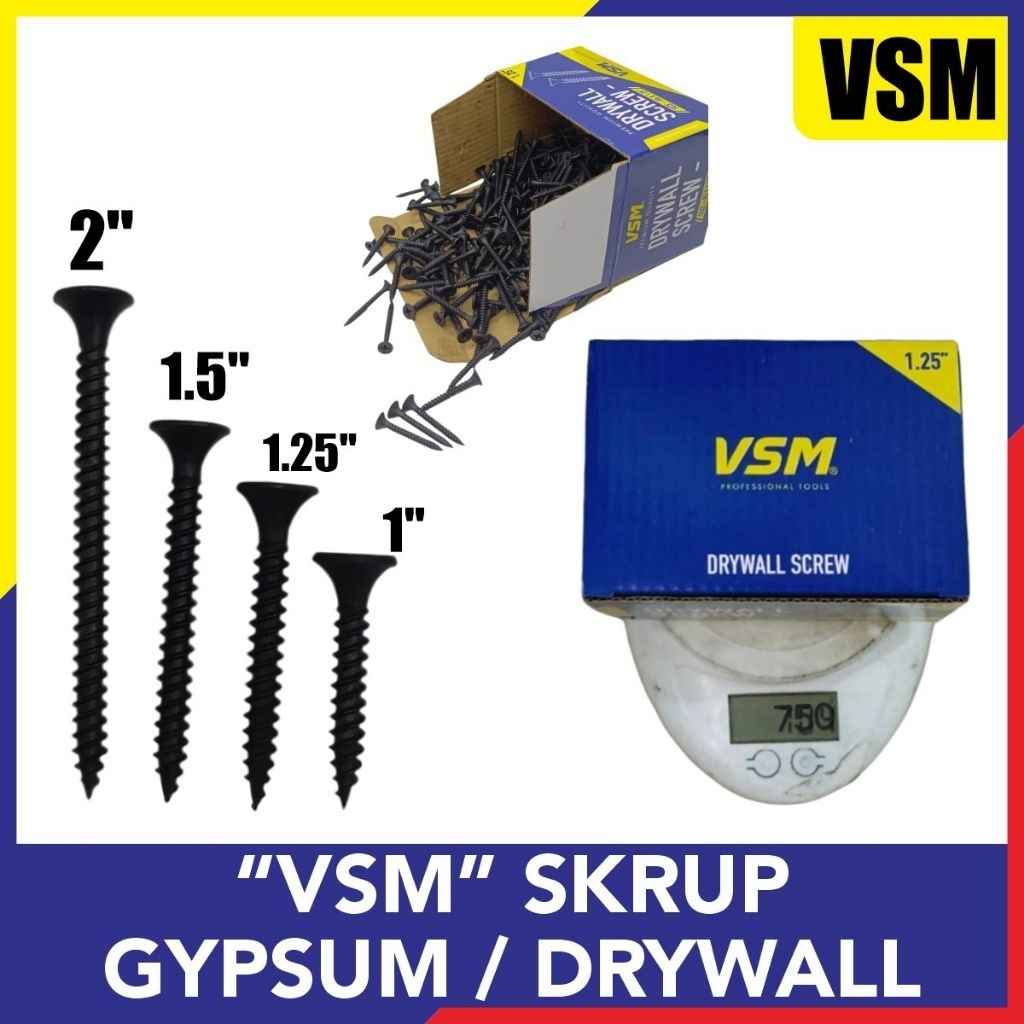 SEKRUP GYPSUM 2cm 2,5cm 3cm 4cm 5cm 7cm Merk RANDOM Baut Sekrup Baja Gypsum Gipsum 750gram