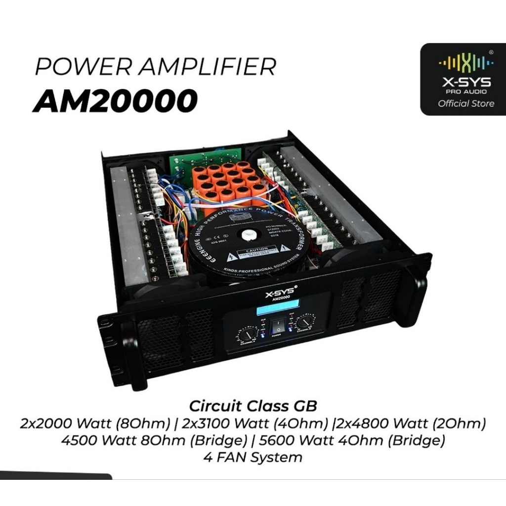 POWER AMPLIFIER XSYS CLASS GB, TYPE AM-20000 Original 2x2000watt