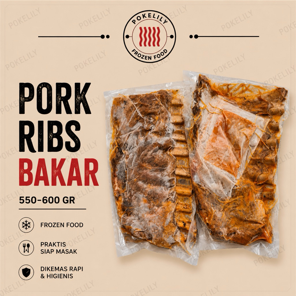 PORK RIBS BUMBU BBQ IGA BAKAR BABI 500- 600 gr RUSUK BABI MAKANAN BEKU BARBEQUE PARTY IGA KUALITAS I