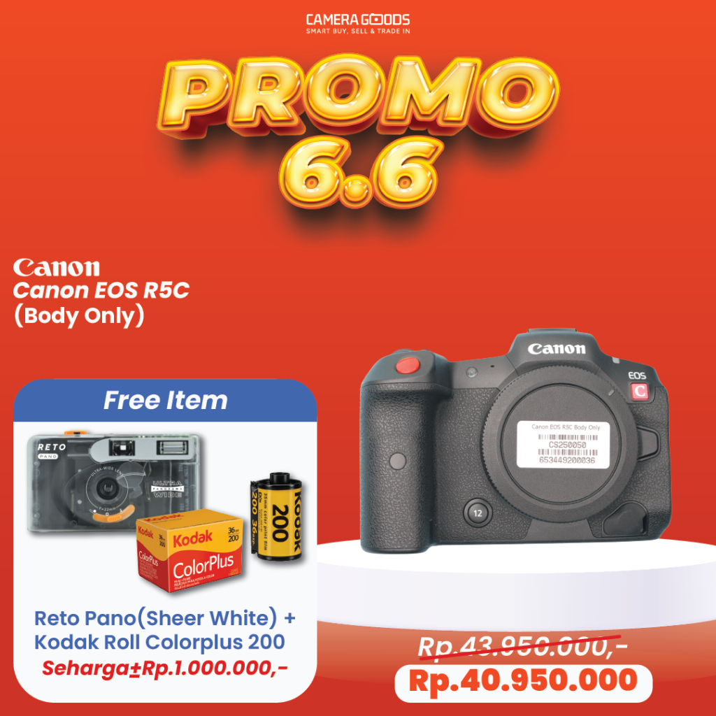 Kamera Canon EOS R5 C Mirrorless Full Frame Camera Body Only Second Bekas / Grade B+ - CS250050