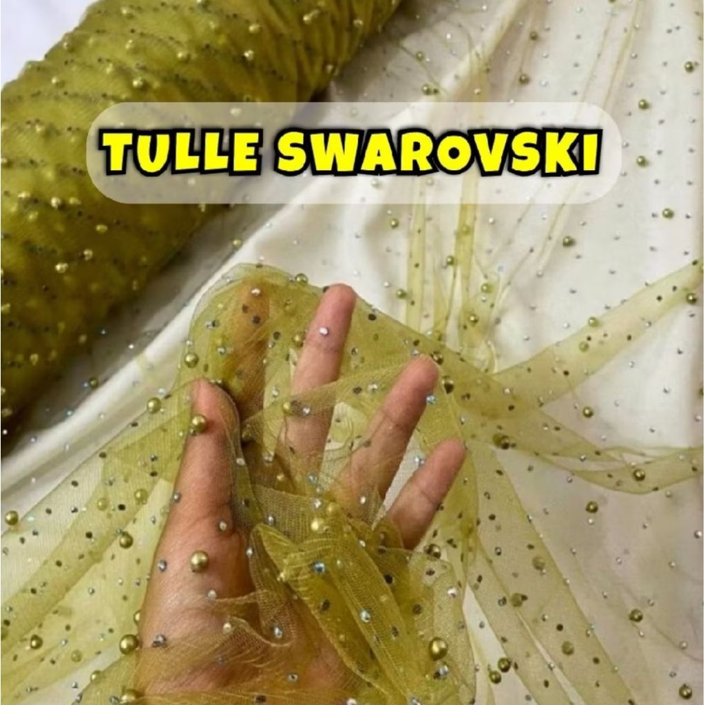 Tile Mutiara swarovsky / Kain Tile Mutiara Swarovski / Bahan Mutiara Swarovski