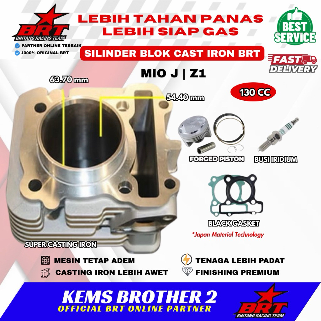 BLOK BORE UP BRT ORIGINAL MIO J JUPITER Z1 X RIDE FINO 115 PISTON 53.4 MM DAN 58.5 MM 130 CC DAN 155