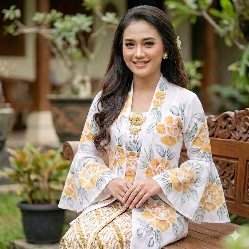 Kain kebaya lukis handmade//bahan kain kebaya//atasan kebaya lukis bali