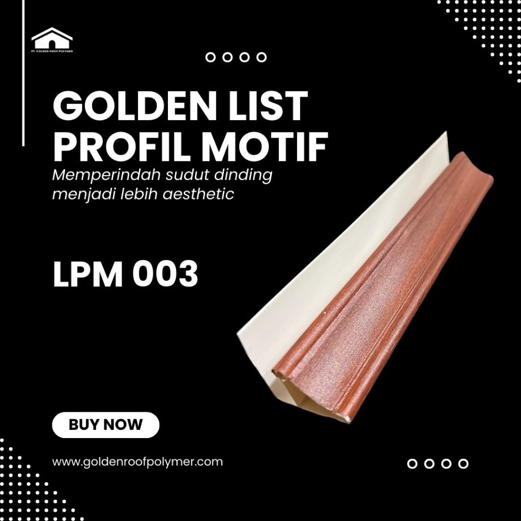 List plafon PVC serat kayu Laminated 4meter lebar 3cm