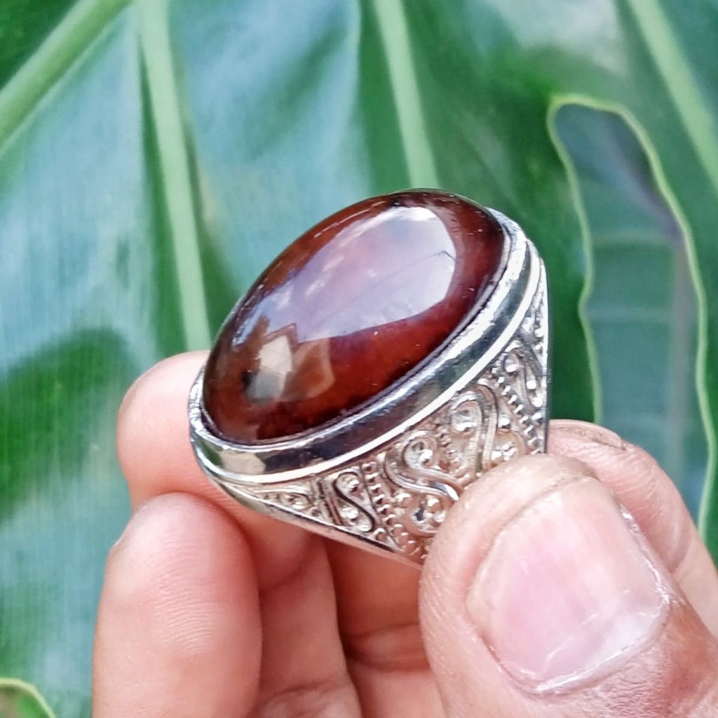 cincin batu akik Yaman wulung motif size babon model pandan