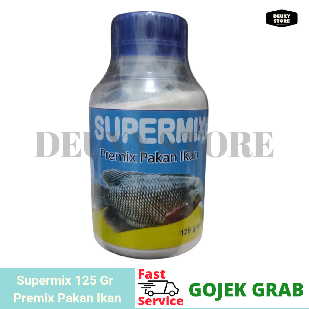 Supermix Premix Pakan Ikan 125 gram Vitamin Asam Amino Mineral Premix Pakan Ikan Gurami Lele Nila Pa