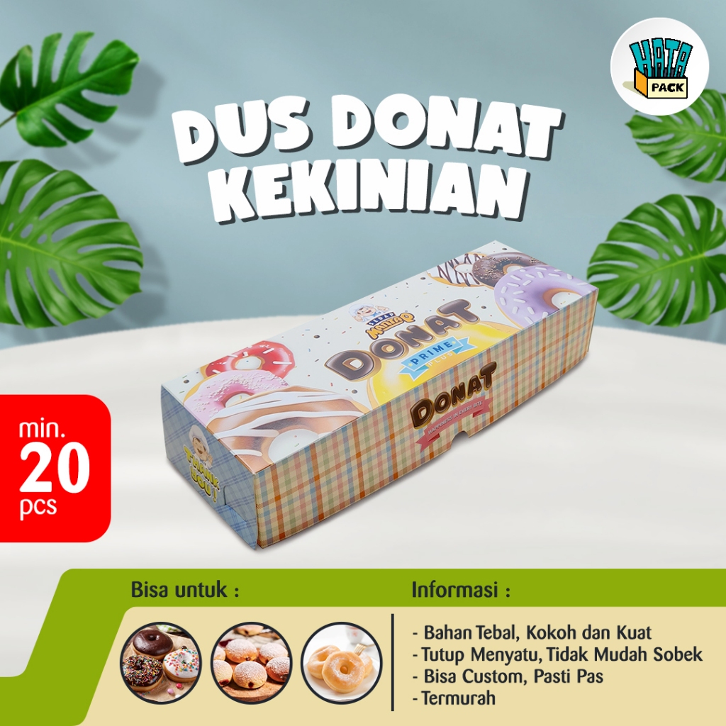 Box Donat Isi 3 I Dus Donat Sedap Mantap Prime Plus Hansel 27,5 x 9,5 cm I Bahan Ivory 310 gsm I Foo