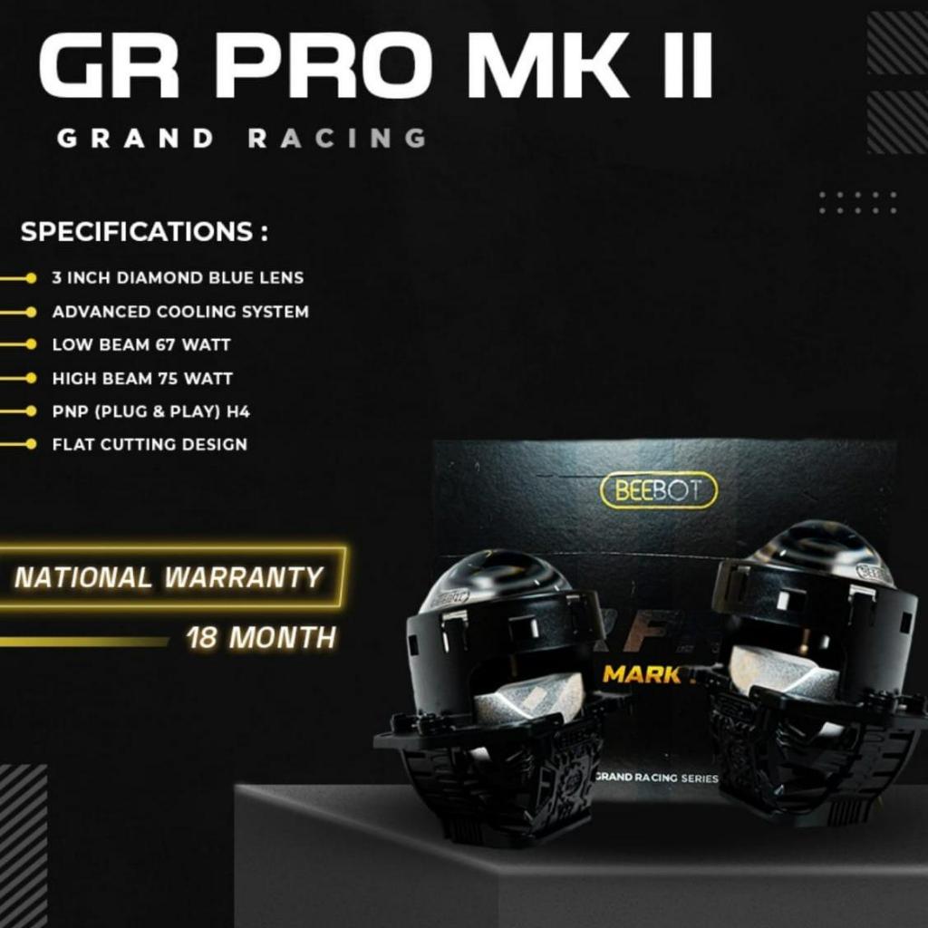 Lampu Headlamp Mobil Beebot GR PRO MK2 Beebot 3 Inch Plug'N Play Lo Beam 67W Hi Beam 75W Garansi 1,5