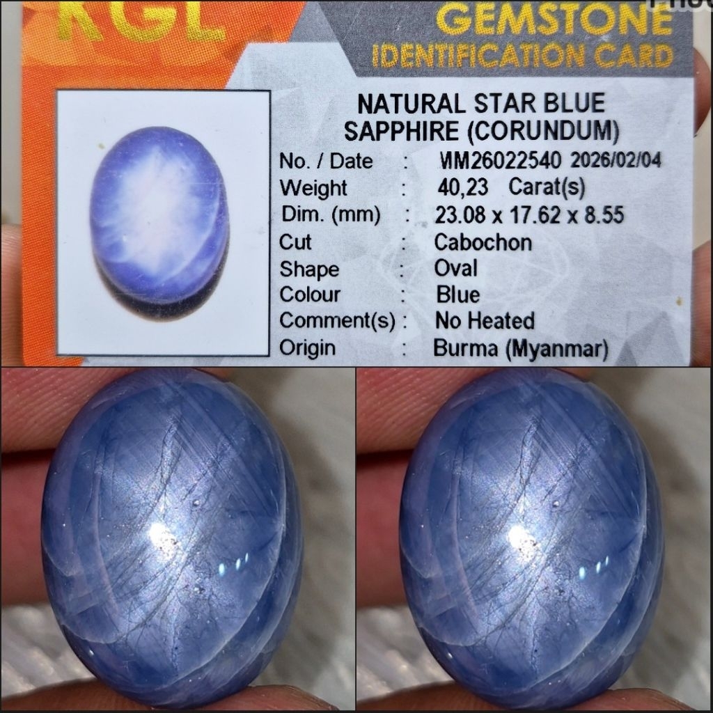 Natural Star Blue Sapphire 40.23 crt NoHeated Burma Big Size NH NTE Top HQ Bintang Tajam Mayung ngan