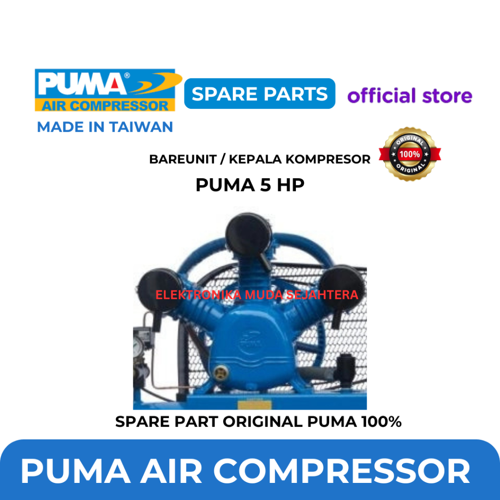 PUMA BARE UNIT PK 5HP TEKANAN 8 BAR  / KEPALA KOMPRESOR PUMA 5HP / Spare Part Puma Kompresor