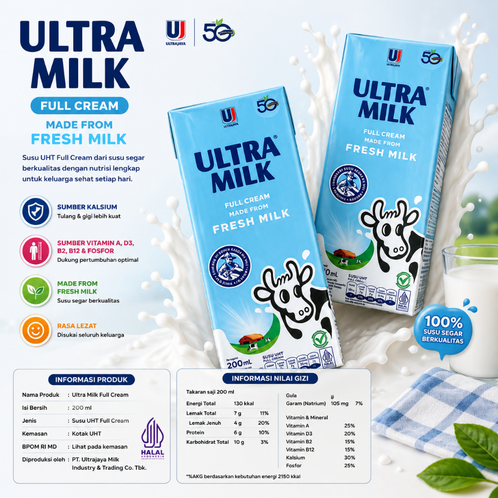 Ultra Milk Susu UHT Full Cream 200ml