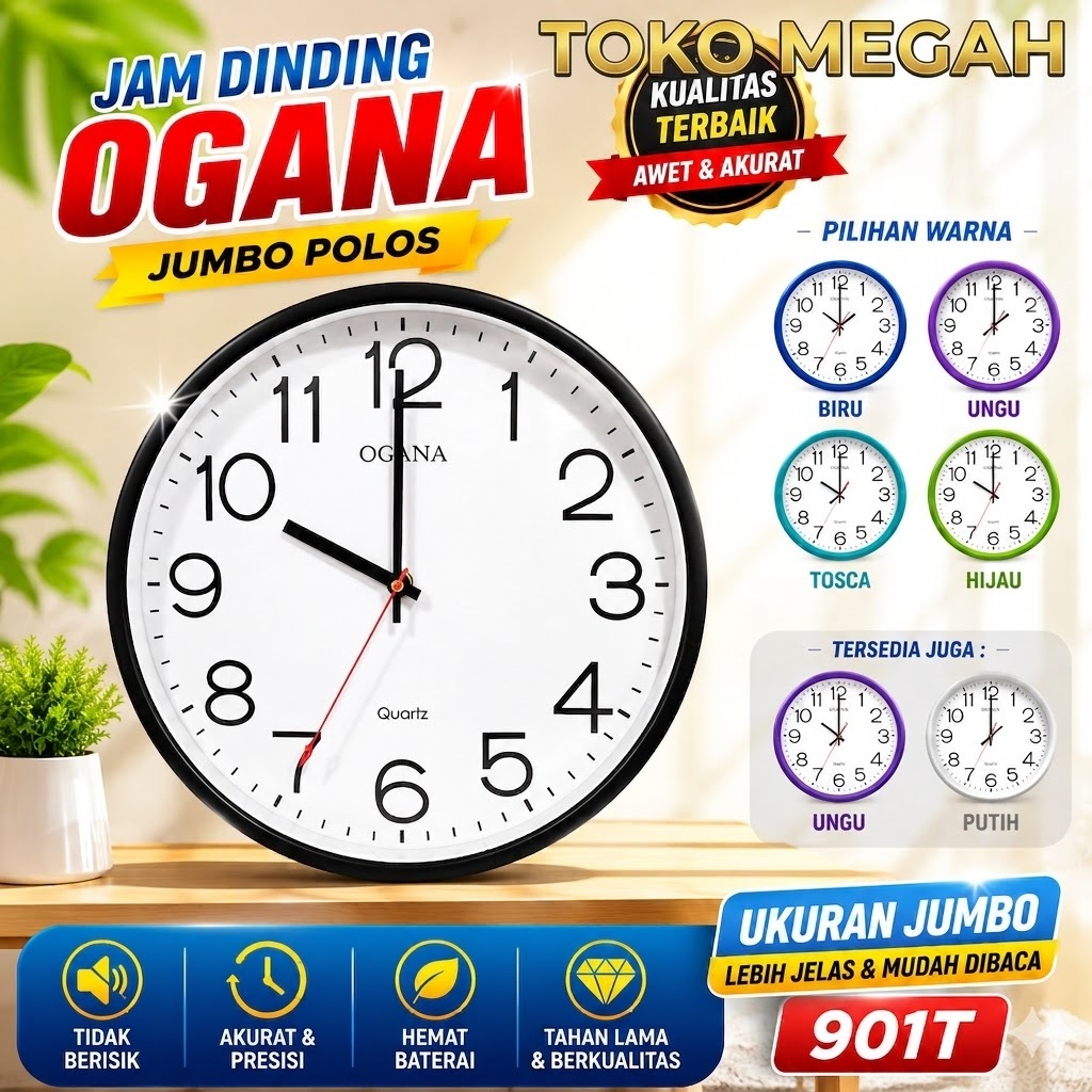 Jam Dinding Ogana Polos Besar Jam dinding bulat jam dinding jumbo