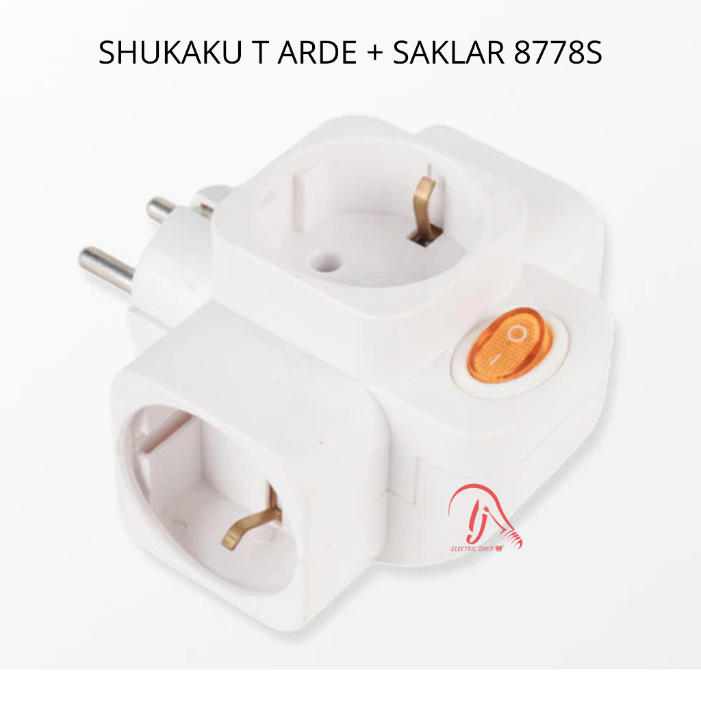 STEKER T ARDE SAKLAR SHUKAKU - COLOKAN 3 ARAH DENGAN SAKLAR / SHUKAKU STEKER ARDE T 8778S SWITCH SAK