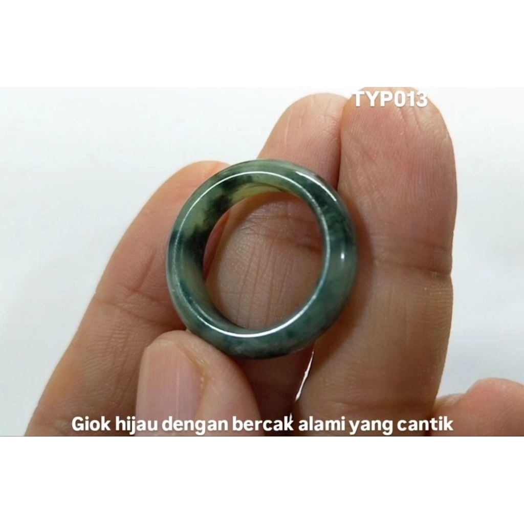 Cincin Giok Ori 16,5mm 100% Burma [Jadeite] Natural Asli TYP013