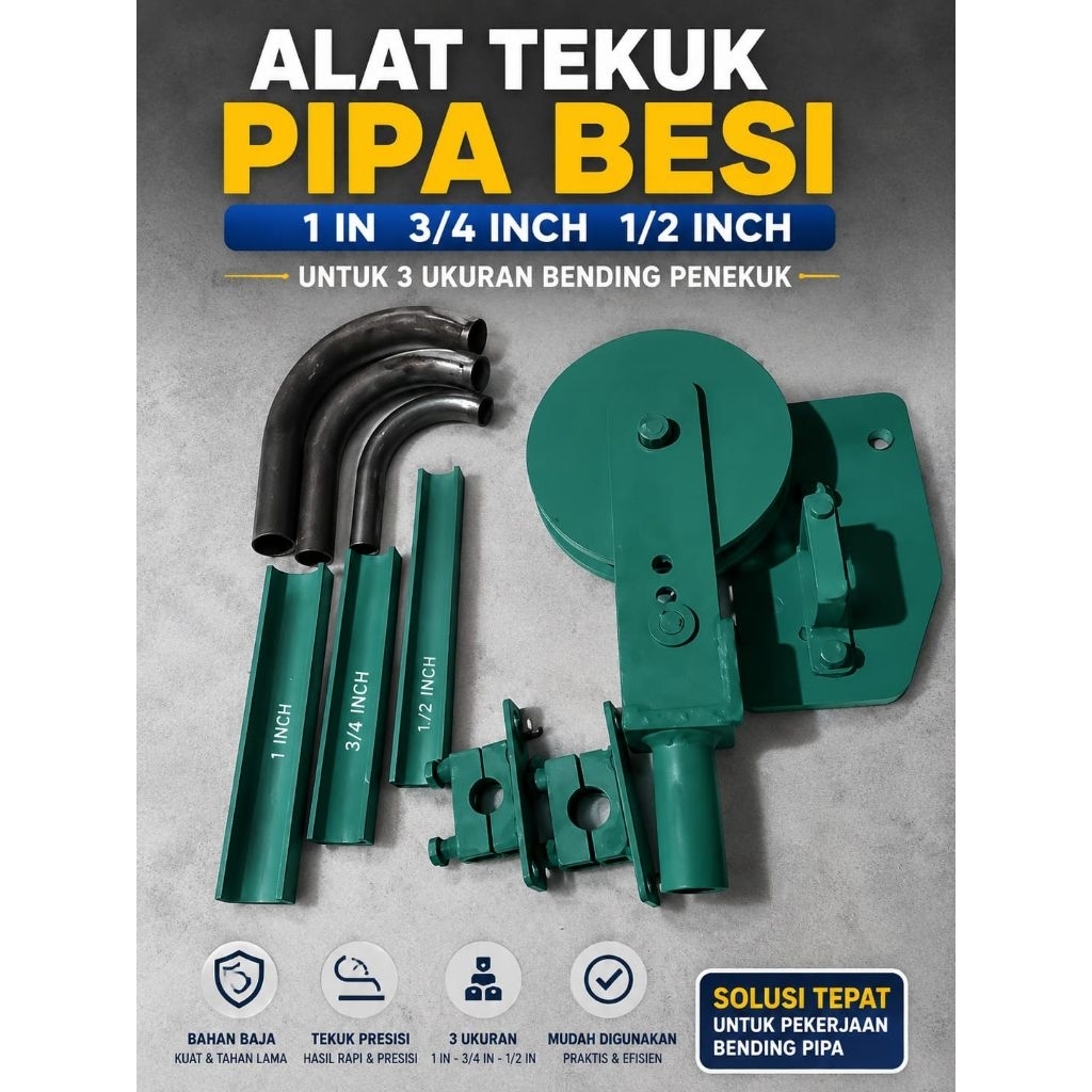 COD alat tekuk pipa besi 1 in  3/4 inch 1/2  untuk 3 ukuran bending penekuk pembengkok