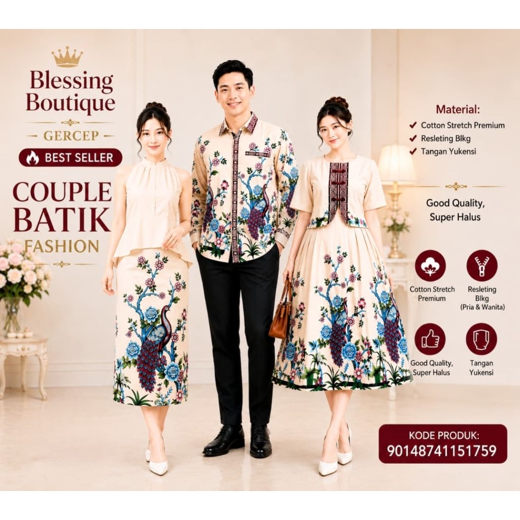 Couple batik pria dan wanita kemeja batik pria dan dress batik wanita fashion terbaru dress cheongsa