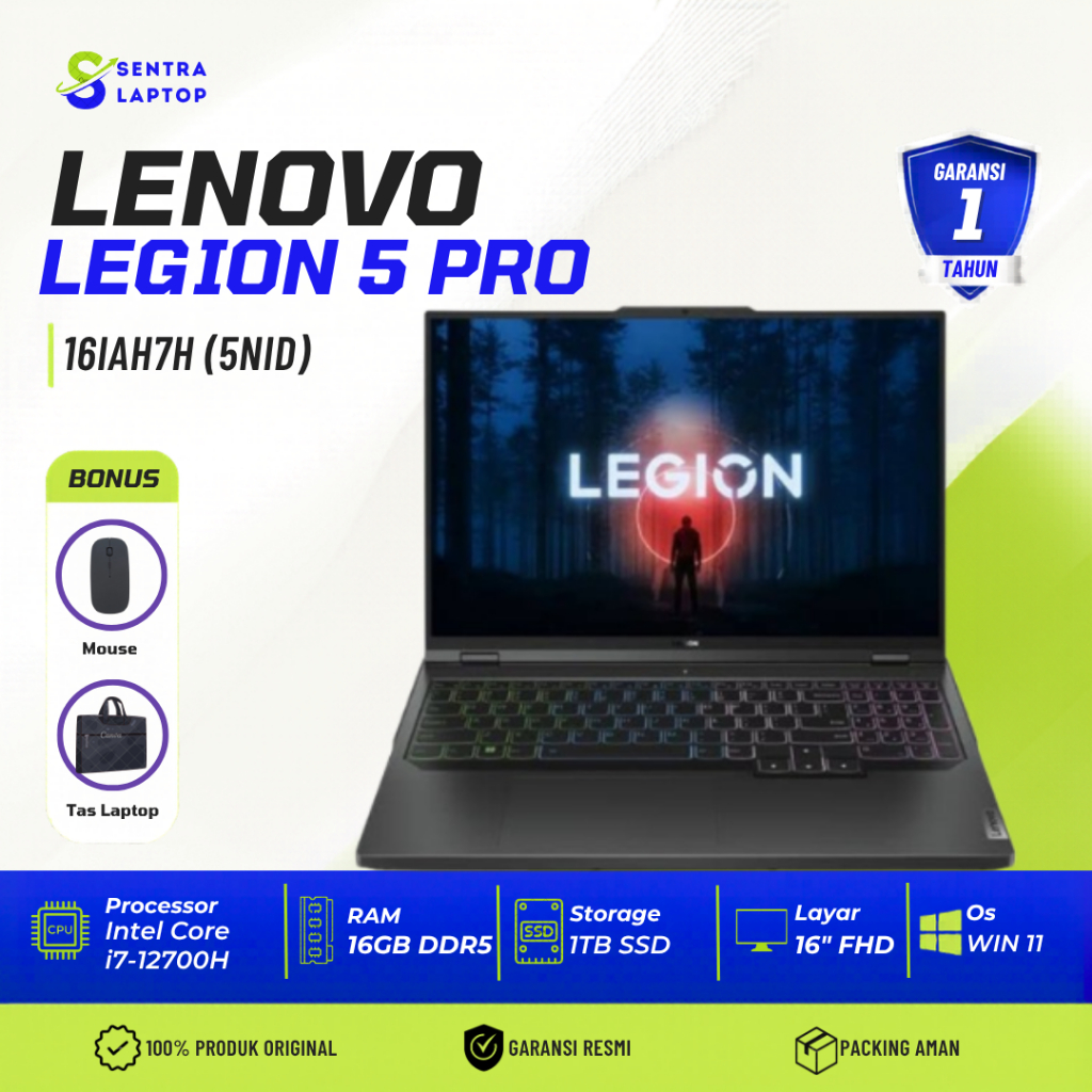 Lenovo Legion 5 Pro 16IAH7H (5NID) Core i7-12700H 16GB DDR5 SSD 1TB RTX3060Ti 16"WQXGA