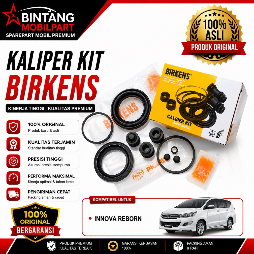 Kaliper Kit Rem Depan Birkens Toyota Innova Reborn Karet Piston Kaliper Rem Original