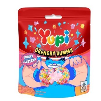 Yupi Crunchy Gummy Fruity Clusters Pouch 50 Gram