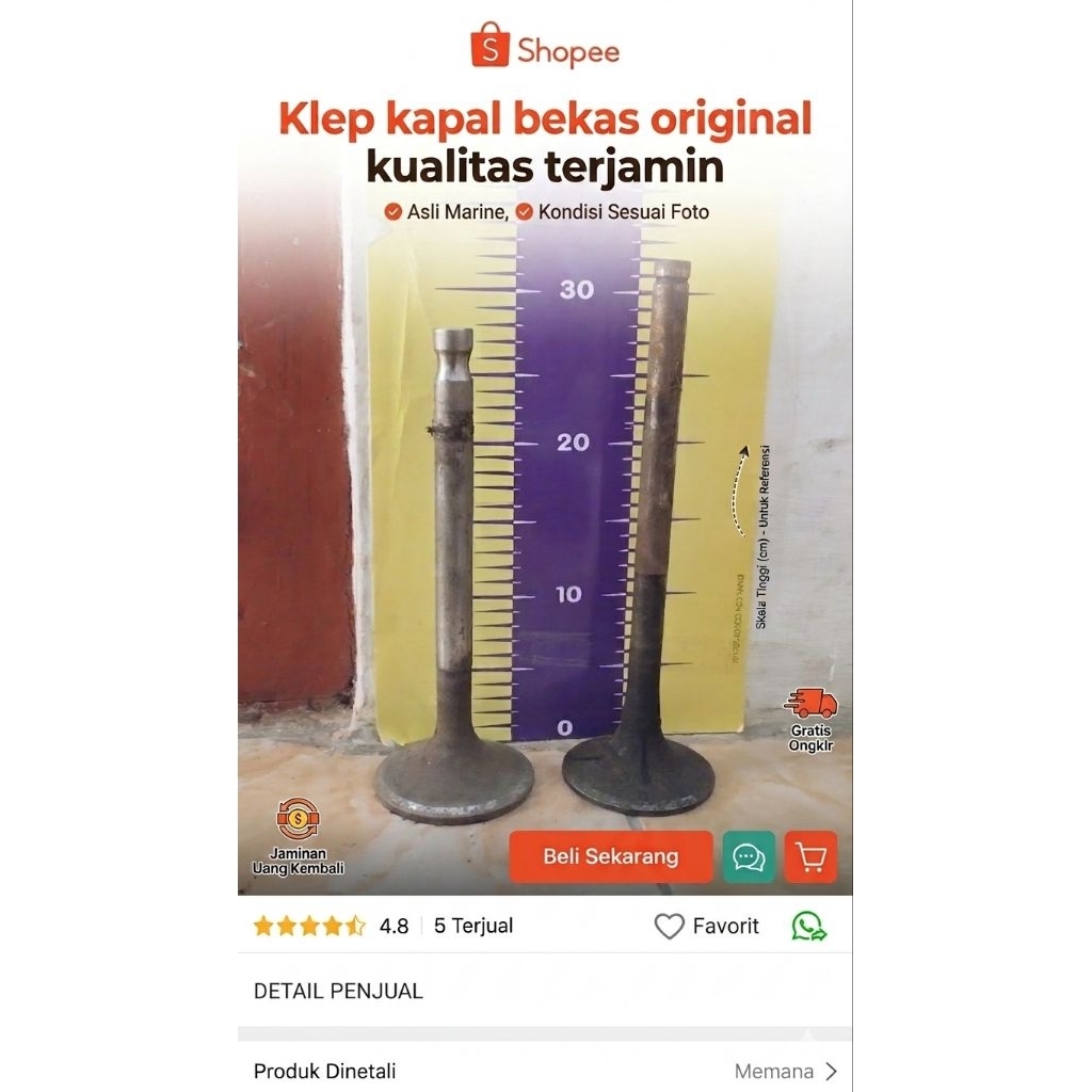 Klep kapal 28cm / 18mm