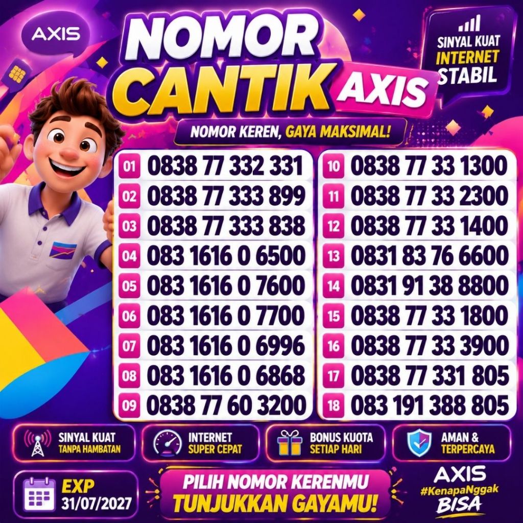 Nomor Cantik Axis Reguler Seri 0831 84 06666 X Harga 27ribu