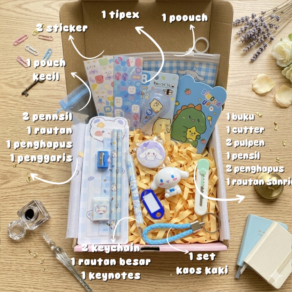[kaniraras.id] Hampers Alat Tulis Cinnamoroll Gift Box Sekolah Aesthetic Kado Ulang Tahun Anak Cewek