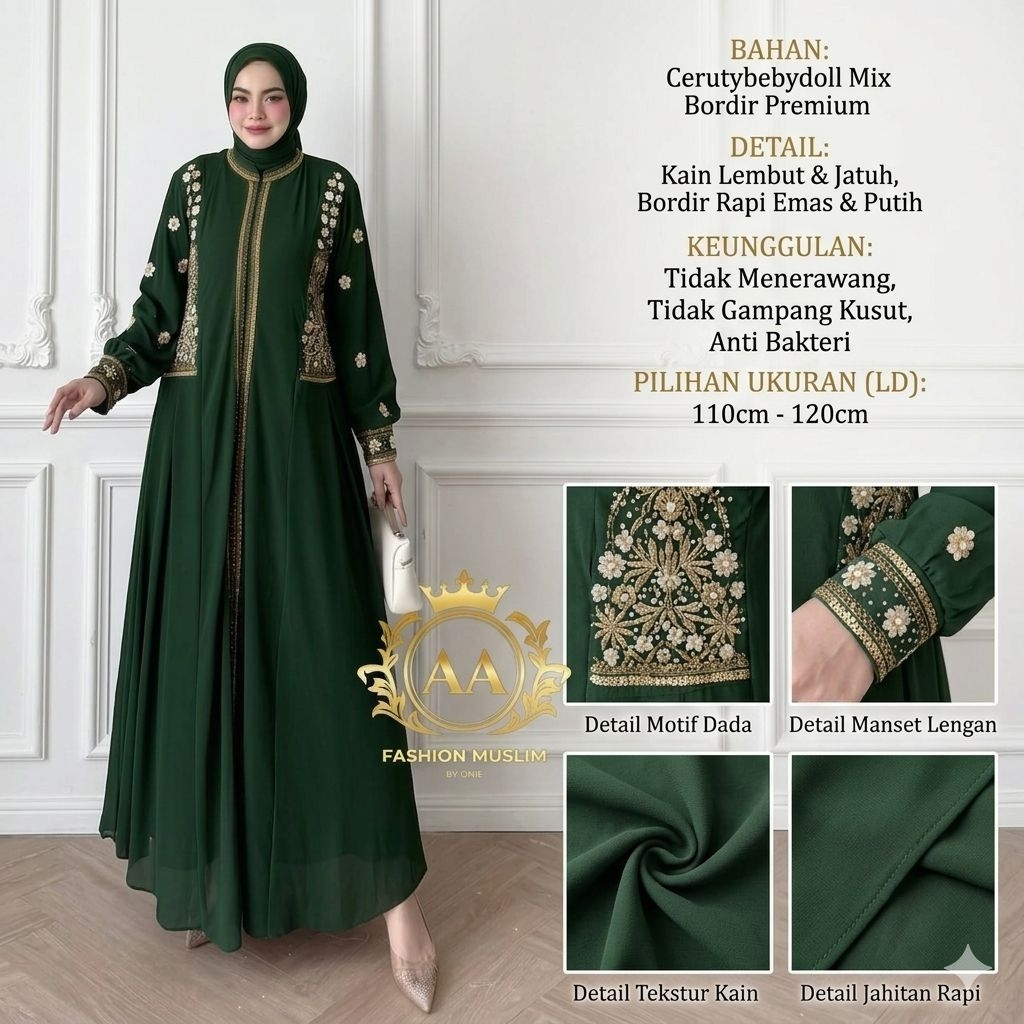 Gamis KHANZA Set Hijab Segi Empat  DRESS SET HIJAB SEGI EMPAT Simpel Mewah Dan Elegan