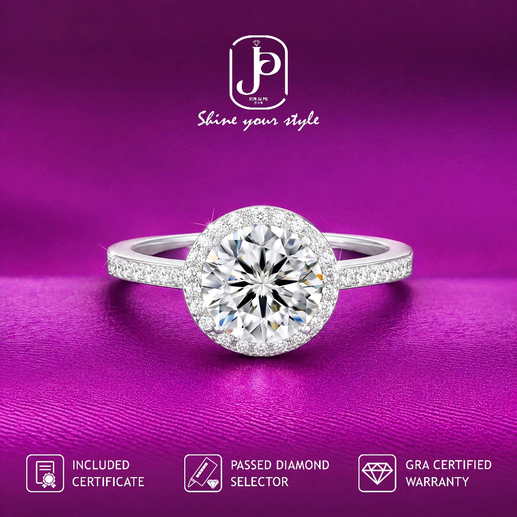 Kimjupe Cincin Wanita Diamond Moissanite Premium Allea Silver 925 Gold Plated ORI Certificate Cnm107